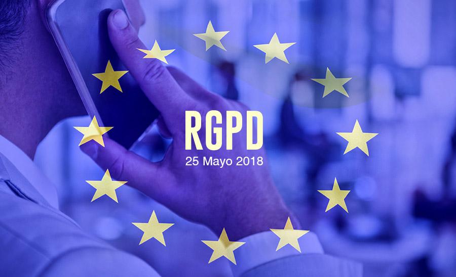 Bandera europea ante la plena aplicación del RGPD Conversia